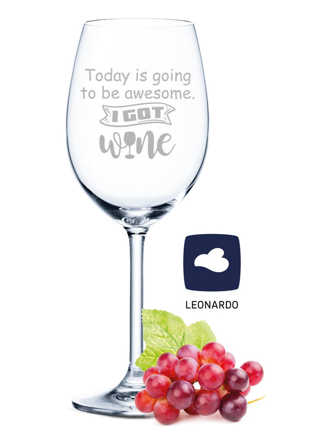 SEO. Leonardo Weinglas mit Gravur "Today is awesome, I got Wine" - Linkreich