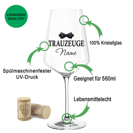 SEO. Leonardo Weinglas mit Gravur "Trauzeuge" - Puccini UV Linkreich