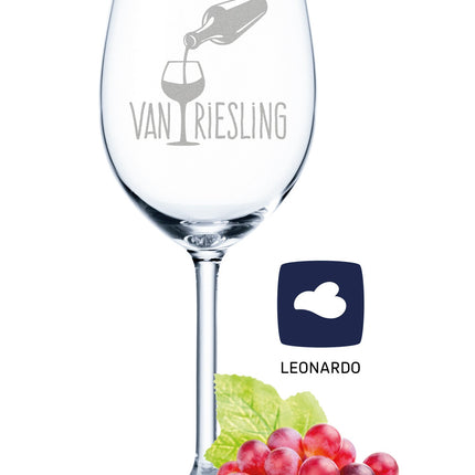 SEO. Leonardo Weinglas mit Gravur "Van Riesling" - Linkreich
