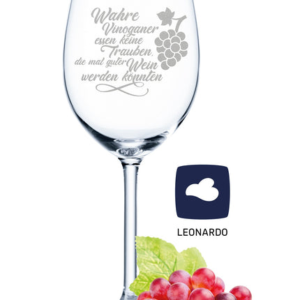 SEO. Leonardo Weinglas mit Gravur "Wahre Vinoganer" - Linkreich