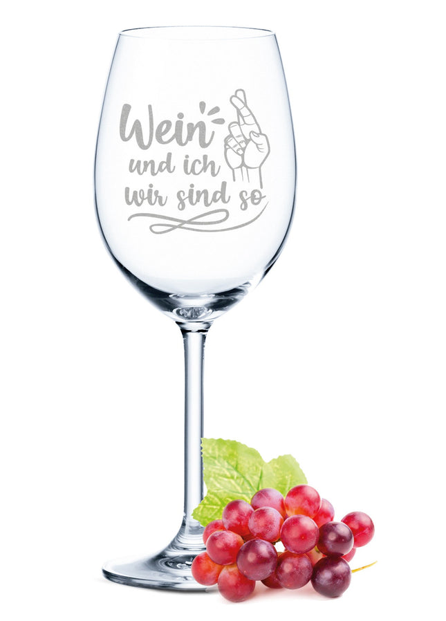 SEO. Leonardo Weinglas mit Gravur "Wein und ich wir sind so" - Linkreich