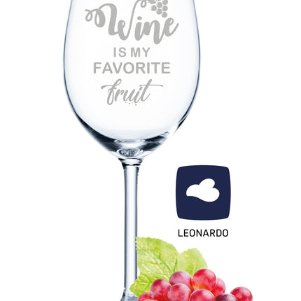 SEO. Leonardo Weinglas mit Gravur "Wine is my favorite fruit" - Linkreich