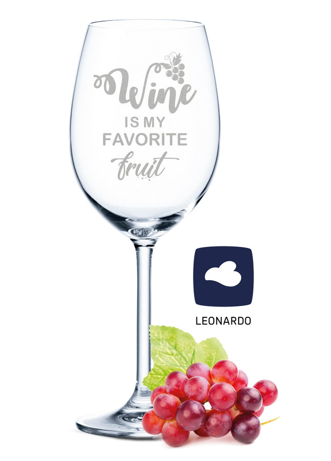 SEO. Leonardo Weinglas mit Gravur "Wine is my favorite fruit" - Linkreich