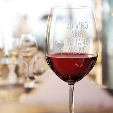 SEO. Leonardo Weinglas mit Gravur "Zu Vino sag ich nie no" mit Namen - Daily Linkreich