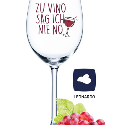 SEO. Leonardo Weinglas mit Gravur "Zu Vino sag ich nie no" - Daily UV Linkreich