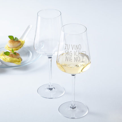 SEO. Leonardo Weinglas mit Gravur "Zu Vino sag ich nie no" - Puccini Linkreich