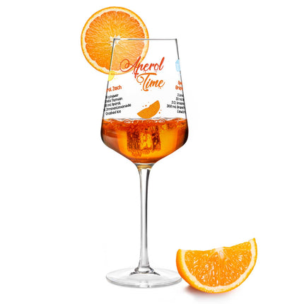 SEO. Leonardo Weinglas mit UV Druck "Aperol Rezepte" - 360° Gravur - Linkreich