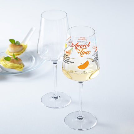 SEO. Leonardo Weinglas mit UV Druck "Aperol Rezepte" - 360° Gravur - Linkreich