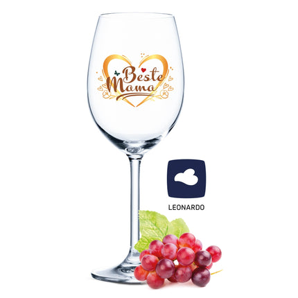 SEO. Leonardo Weinglas mit UV - Druck "Beste Mama" - Daily UV Linkreich