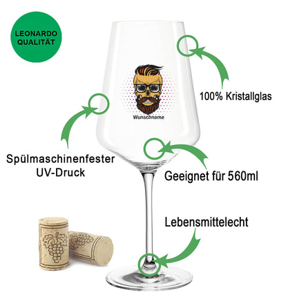 SEO. Leonardo Weinglas mit UV - Druck im "Hipster" Design - Puccini UV Linkreich