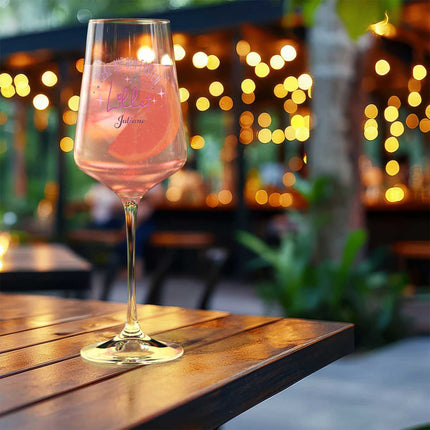 SEO. Leonardo Weinglas mit UV - Druck - "Liebe auf den ersten Lillet" mit Wunschname - Puccini Linkreich