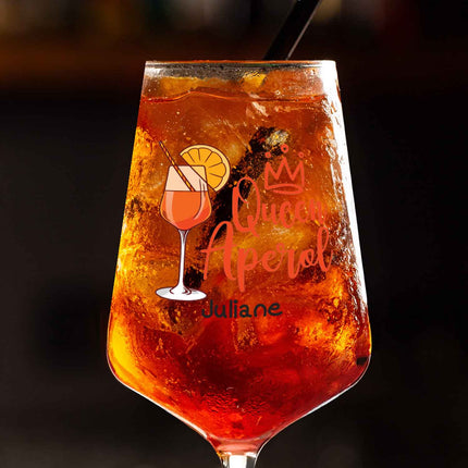 SEO. Leonardo Weinglas mit UV - Druck - "Queen Aperol" mit Name - Puccini Linkreich