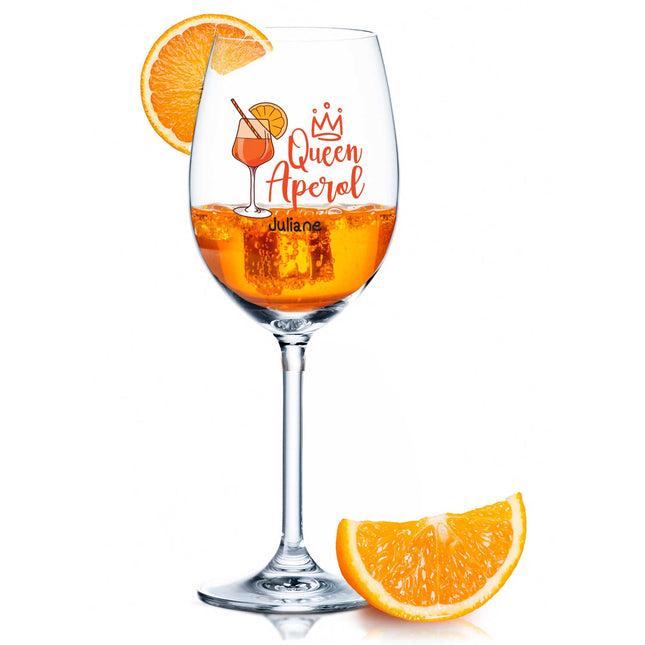 SEO. Leonardo Weinglas mit UV - Druck - "Queen Aperol" mit Name - Daily Linkreich