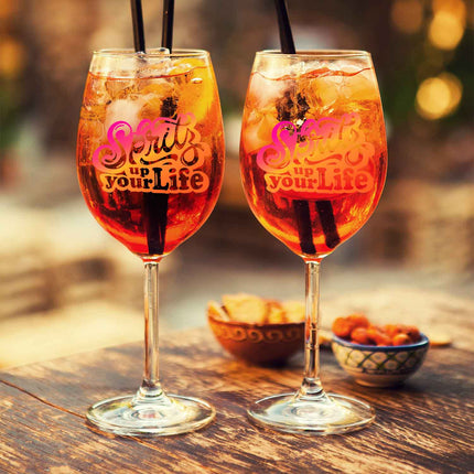 SEO. Leonardo Weinglas mit UV - Druck - "Spritz up your Life" - Daily Linkreich