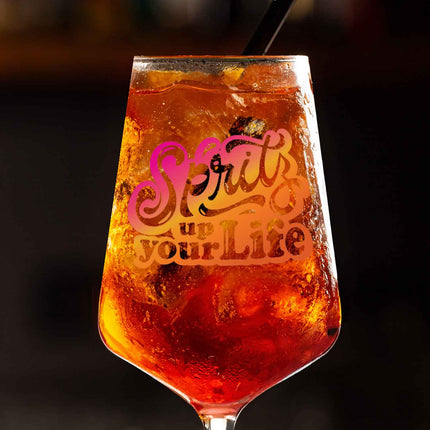 SEO. Leonardo Weinglas mit UV - Druck - "Spritz up your Life" - Puccini Linkreich