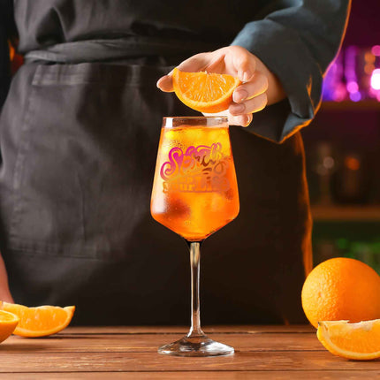 SEO. Leonardo Weinglas mit UV - Druck - "Spritz up your Life" - Puccini Linkreich