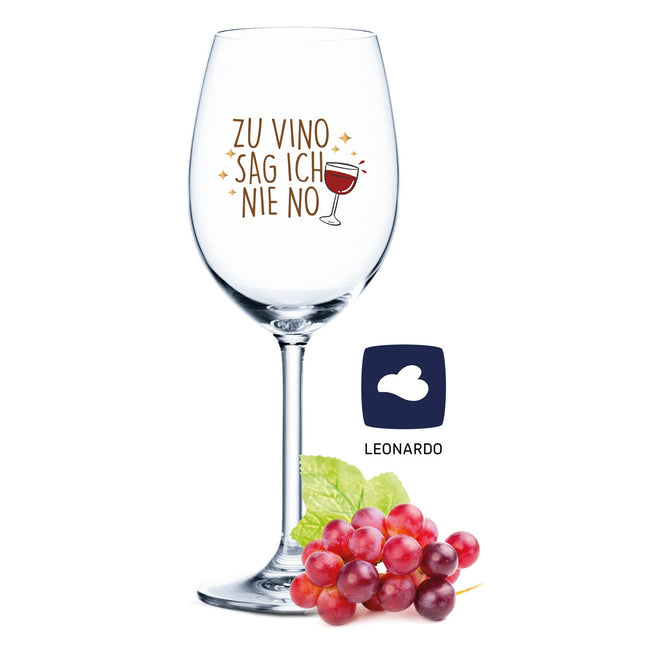 SEO. Leonardo Weinglas mit UV - Druck Zu Vino sag ich nie no - Daily UV Linkreich