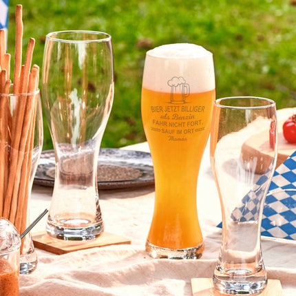 SEO. Leonardo Weizenglas "Bier jetzt billiger als Benzin" mit Namen - Linkreich