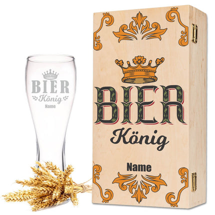 SEO. Leonardo Weizenglas "Bierkönig V2" mit Namen - kleine Kiste UV Linkreich