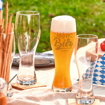 SEO. Leonardo Weizenglas "Premium Bier" mit Namen - Weizenglas Linkreich