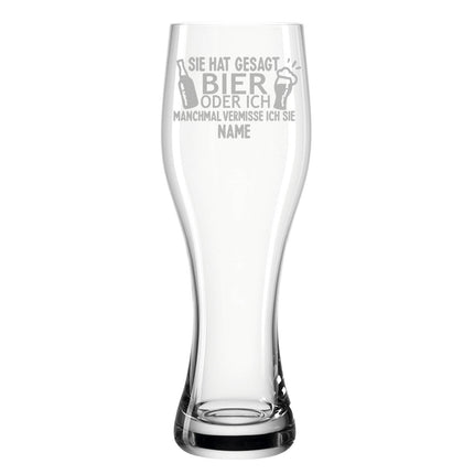 SEO. Leonardo Weizenglas "Sie hat gesagt Bier oder ich" mit Namen - Linkreich