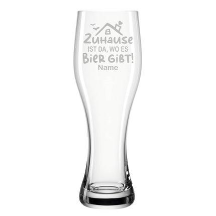 SEO. Leonardo Weizenglas "Zuhause ist da, wo es Bier gibt" mit Namen - Linkreich