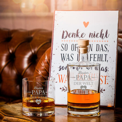 SEO. Leonardo Whiskygläser mit Gravur - "Bester Papa der Welt" im Set mit 0,5l Karaffe - Linkreich