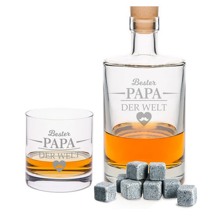 SEO. Leonardo Whiskygläser mit Gravur - "Bester Papa der Welt" im Set mit 0,5l Karaffe - Linkreich
