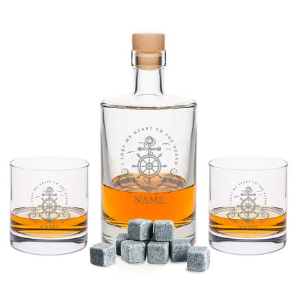 SEO. Leonardo Whiskygläser mit Gravur - "Heart to the ocean" im Set mit 0,5l Karaffe - Linkreich