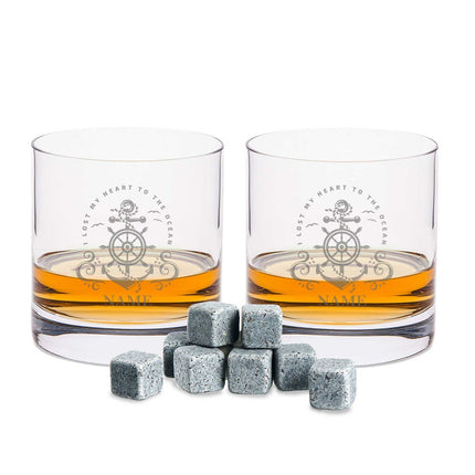 SEO. Leonardo Whiskygläser mit Gravur - "Heart to the ocean" im Set mit 0,5l Karaffe - Linkreich