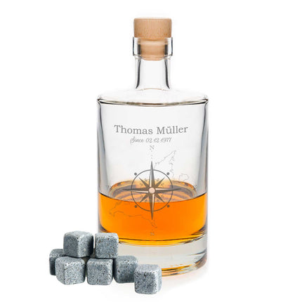 SEO. Leonardo Whiskygläser mit Gravur - "Kompass" im Set mit 0,5l Karaffe - Linkreich