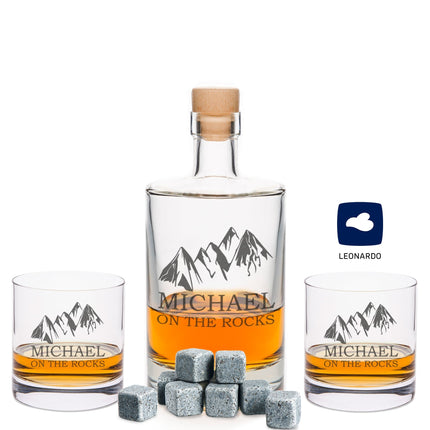 SEO. Leonardo Whiskygläser mit Gravur - "On the Rocks" im Set mit 0,5l Karaffe - Linkreich