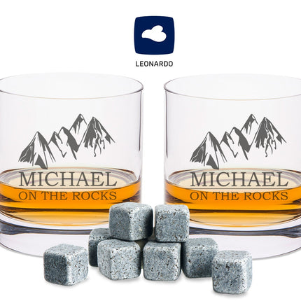 SEO. Leonardo Whiskygläser mit Gravur - "On the Rocks" im Set mit 0,5l Karaffe - Linkreich