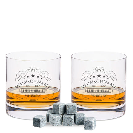 SEO. Leonardo Whiskygläser mit Gravur - "Premium Quality" im Set mit 0,5l Karaffe - Linkreich