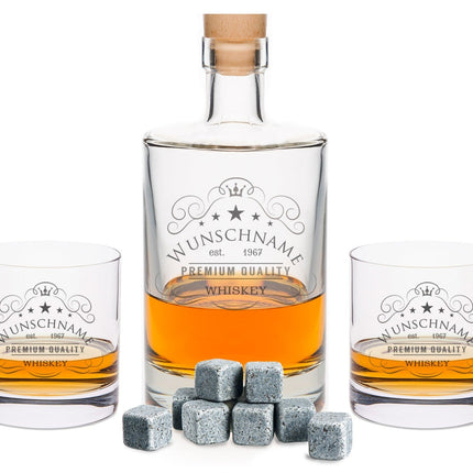 SEO. Leonardo Whiskygläser mit Gravur - "Premium Quality" im Set mit 0,5l Karaffe - Linkreich