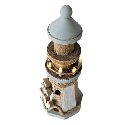 Leuchtturm beleuchtet Holz LED Deko Dekoration Maritim Anker Strand Meer H 24 cm (Leuchtturm) kaufen bei Linkreich – Jetzt entdecken!