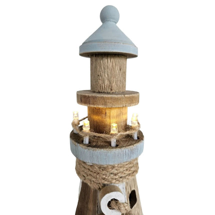 Leuchtturm beleuchtet Holz LED Deko Dekoration Maritim Anker Strand Meer H 24 cm (Leuchtturm) kaufen bei Linkreich – Jetzt entdecken!