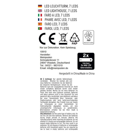 Leuchtturm beleuchtet Holz LED Deko Dekoration Maritim Anker Strand Meer H 24 cm (Leuchtturm) kaufen bei Linkreich – Jetzt entdecken!