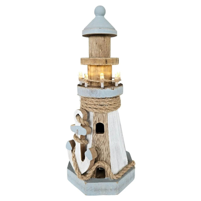 Leuchtturm beleuchtet Holz LED Deko Dekoration Maritim Anker Strand Meer H 24 cm (Leuchtturm) kaufen bei Linkreich – Jetzt entdecken!