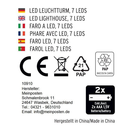 Leuchtturm beleuchtet Holz LED Deko Dekoration Maritim Anker Strand Meer H 24 cm (Leuchtturm) kaufen bei Linkreich – Jetzt entdecken!