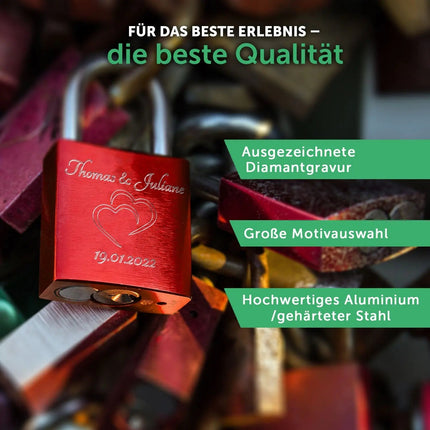 SEO. Liebesschloss in Blau mit Gravur - Linkreich