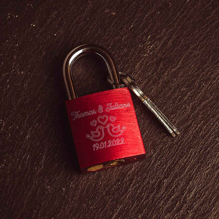SEO. Liebesschloss in Rot mit Gravur - Linkreich