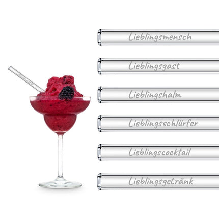 SEO. Lieblingsmensch Edition 6 gravierte Glasstrohhalme für deinen Lieblingsmenschen - 15 cm Linkreich