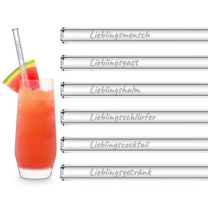 SEO. Lieblingsmensch Edition 6 gravierte Glasstrohhalme für deinen Lieblingsmenschen - 20 cm Linkreich