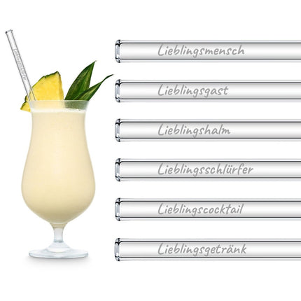 SEO. Lieblingsmensch Edition 6 gravierte Glasstrohhalme für deinen Lieblingsmenschen - 23 cm Linkreich