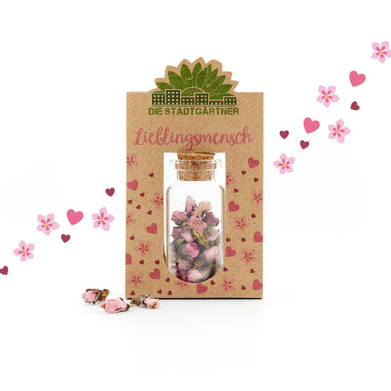 Lieblingsmensch mit handgepflückten Blüten