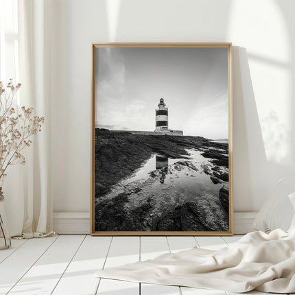 Hook Head Lighthouse Reflection – Ireland Black & White Fine Art Print