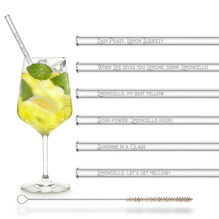 Limoncello Spritz Glasstrohhalme - 6 lustige Limoncello Sprüche auf Strohhalmen (Glastrinkhalme) kaufen bei Linkreich – Jetzt entdecken!
