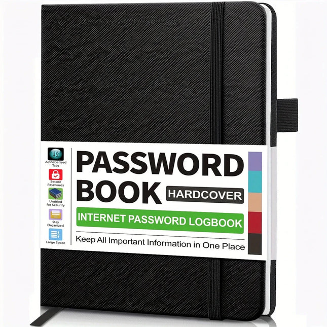 SEO. Logbuch, Passwortbuch mit Register A - Z Passwort Notizbuch A5 - Schwarz Linkreich