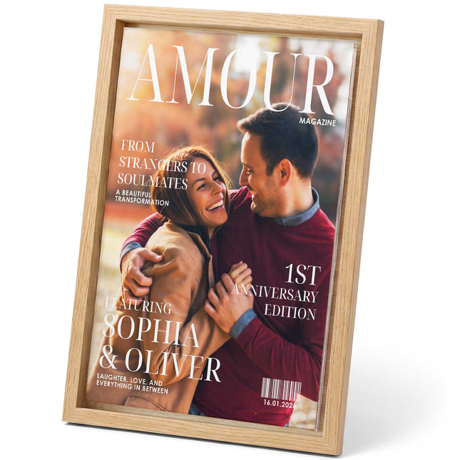SEO. Love Magazine auf Acryl im Schattenfugenrahmen - Personalisiertes Geschenk mit Foto - A4 Linkreich
